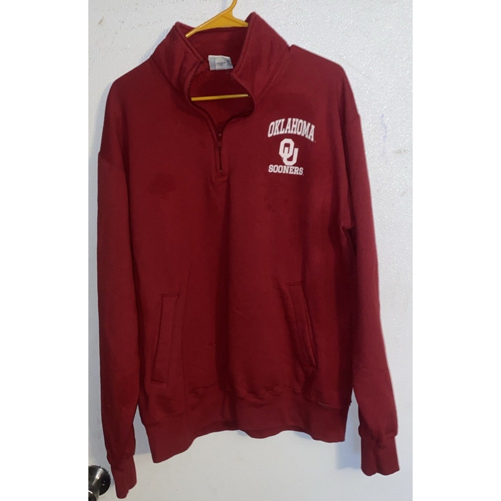 Champion Eco Fleece Oklahoma OU Sooners 1/4 Zip Pullover‎ Sz Large
